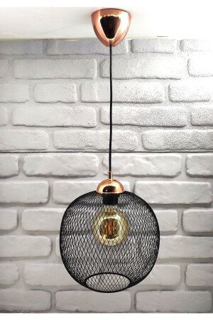 Industrial Wire Cage Copper Plumbing Large Globe Black Single Pendant Lamp Living Room Hallway Chandelier Models 365SS511B - 365GUNSERİSONU
