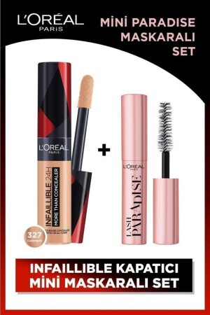 Infaillible 24h All-Face Concealer 327 Cashmere&mini Paradise Mascara 4. 7ml Makeup Set - L'oreal Paris