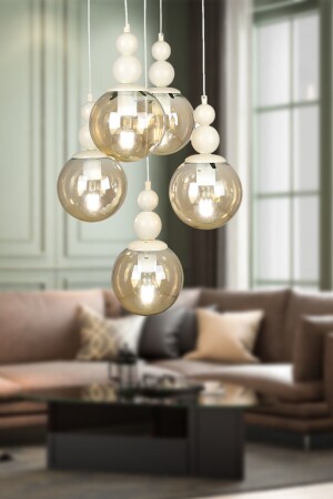 Infinite 5. li Chandelier White Honey Glass BEG0032BEG05 - Begüsa