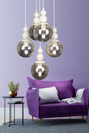 Infinite 5. li Chandelier White Smoked Glass BEG0032BEG05 - Begüsa