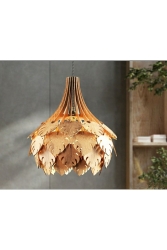 Ingiliz Tarzı Çınar Yaprağı Modern Globe Küre Doğal Ahşap Mdf 3d Lazer Kesim Rustik Salon Avize AVZSRF0053 - hü ma tasarım ve aksesuar