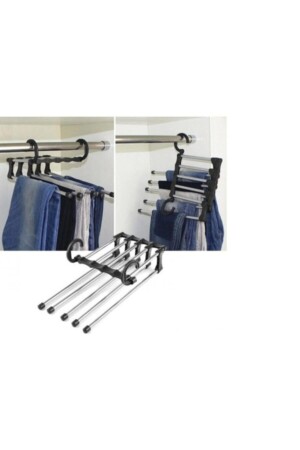 Inside Wardrobe Fabric Jeans Trousers Hanger 5 In 1 Trouser Rack Hanger Color White - Cmt