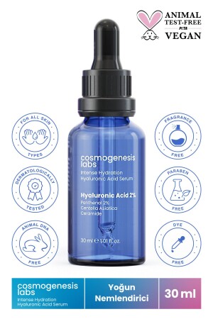 Intense Moisturizing Hyaluronic Acid Skin Serum 30ml Vegan Anti-Wrinkle (2% Hyaluronic Acid) CGL104 - Cosmogenesis Labs