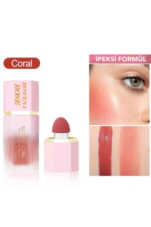 Intensiv pigmentiertes flüssiges Rouge (Koralle) mit natürlichem Look - Rowenarose