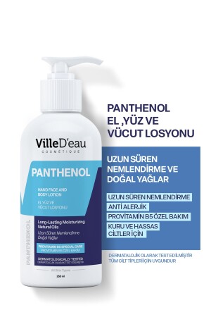 Intensive Moisturizing and Nourishing Hand, Face and Body Cream for Dry and Sensitive Skin 250 ml Panthenol - VilleD'eau