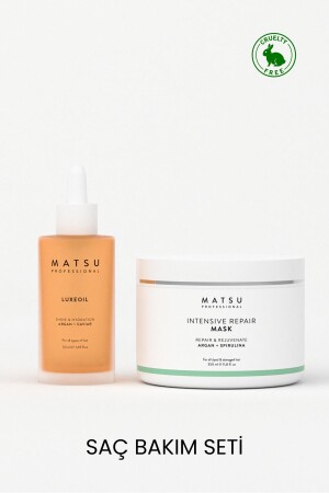 Intensive Repair-Maske und Luxeoil Argan Oil Dual Advantage Pflegeset für geschädigtes Haar - Matsu