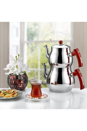 Inter Steel Red Coral Medium Size Teapot UGR5 - İNTER CELİK
