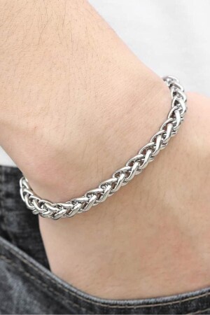 Interlocking Men's Steel Bracelet Chain 20cm acb01 - Takı Dükkanı