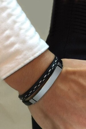 Ipc Coated Leather Steel Men's Bracelet Ed08 ed08 - Chavin