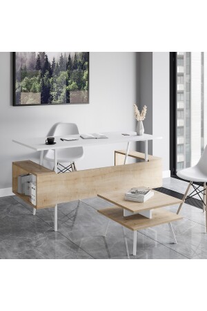 Irony Maxi Office Table Set White Oak TYC00641949292 - lagomood