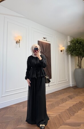 Işılay Buttoned Set - Black - Duendeca