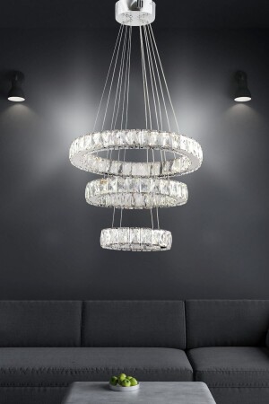 Işıltı Special Series Pendant Lamp Crystal Chandelier - Round Stone Chandelier - Living Room - Bedroom - Kitchen - Hall - AYDINHOMELİGHT