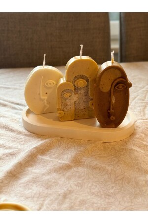 İskandinav Surat Dekoratif Mum 3’lü Set - The Turf Candles