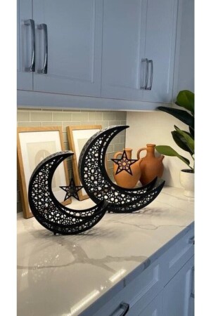 Islamic Motif Crescent Set of 2 Metal -black- Islamic Painting -Home Decorations- Religious Paintings -wamh106 - Wall Art İstanbul