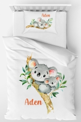 Isme Özel Tek Kişilik Mikro Saten Nevresim Takımı Koala hmm-tek-001-074 - Homamia