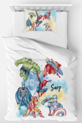 Isme Özel Tek Kişilik Mikro Saten Nevresim Takımı Marvel nvr-91827366 - Homamia