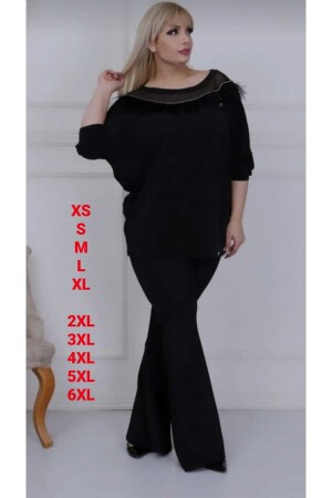 Ispanyol Paça Büyük Beden Dalgıç Kumaş Tayt Yüksek Bel Pantolon Büyük Beden 2xl 3xl 4xl - Livik