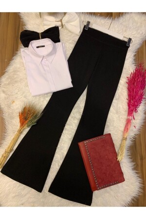 Ispanyol Paça Pantalon Siyah - Trendbutik