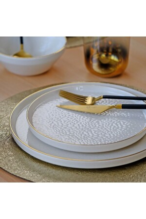 Istanbul Cream 31 Piece Gold Gilded Dinner Set for 6 Persons 68901 - Glore
