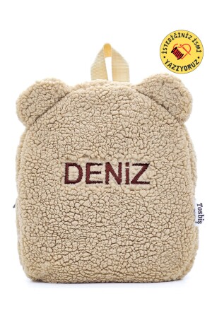 [İSTEDİĞİNİZ İSMİ YAZIYORUZ] - Teddy-Peluş Bej 0-8 Yaş - Kreş- Anaokulu Çocuk Sırt Çantası - Tosbiş