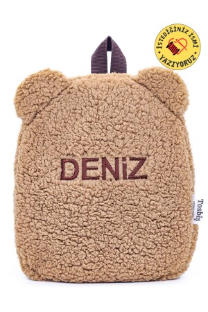 [İSTEDİĞİNİZ İSMİ YAZIYORUZ] - Teddy- Peluş Sütlü Kahve 0-8 Yaş - Kreş- Anaokulu Çocuk Sırt Çantası - Tosbiş