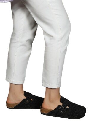 Ithal Unisex Kışlık Önü Kapalı Ortopedik Keçeli Günlük Sabo Ev Terliği Misafir Ev Terliği - Yildiz Shoes