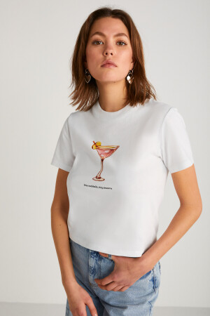 IVONNE Kadın Beyaz T-Shirt - Grimelange