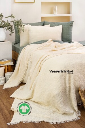 Ivory King Size Muslin Bedspread ysmnays - YASEMİNİNEVİ