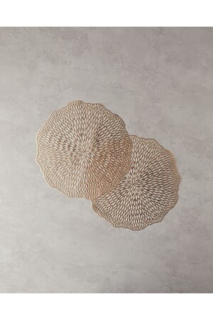 Ivory PVC 2-Piece Placemat Gold - English Home