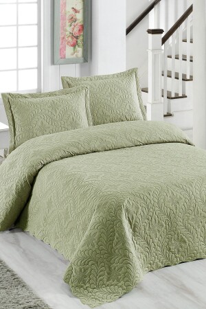 Ivy Khaki Double Microfiber Quilted Bedspread - Örtüm