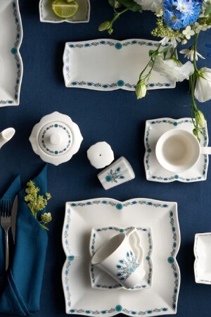 Iznik 32 Piece Square Breakfast Serving Set for 6 Persons - Karaca
