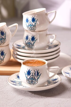 Iznik New Form Coffee Cup Set for 6 Persons 100 ml - Karaca