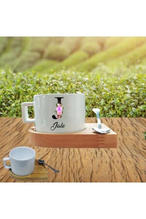 J Harli Jale Named Teacup with Wooden Tray ÇFN27081212 - Kitle Promosyon