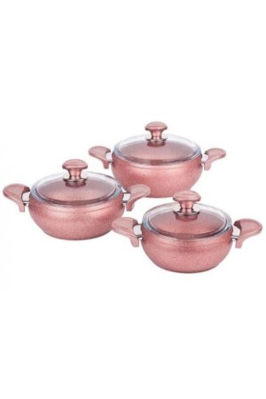 J275 Rose K-521 Granite 3-Piece Pot Set 6 Pieces 521K - Özkent