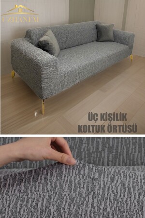 Jacquard 3-seater Sofa Cover - Sofa Bed Sofa Cover (PRODUCT CONTENT 1PCS) Gray - Uzhanem