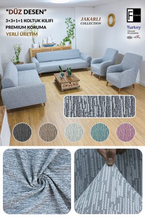 Jacquard Plain Pattern 3 3 1 1 Gray Elastic Sofa Cover Elastic Sofa Cover Sofa Cover Set - Faiend