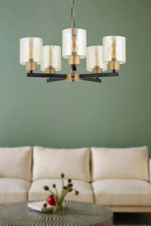 Jade 5-Piece Chandelier Antiqued Black Painted Honey Glass Modern Young Room Bedroom Retro Living Room Chandelier 7000-9010-05-1-FR - Apliqa