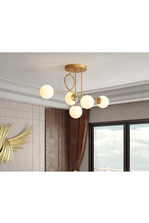 Jade Luxury Modern Antique Color Body White Glass Living Room - Kitchen - Bedroom 5 Piece Chandelier LAJ6874 - Fer Avize