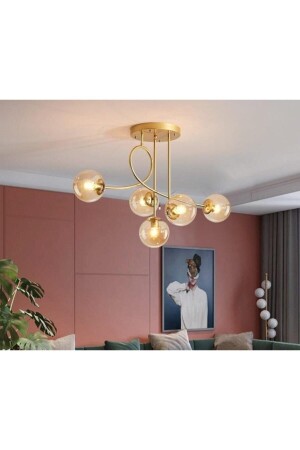 Jade Luxury Modern Living Room - Kitchen - Bedroom Antique Color Body Honey Glass 5-Piece Chandelier LAJ6874 - Modavize