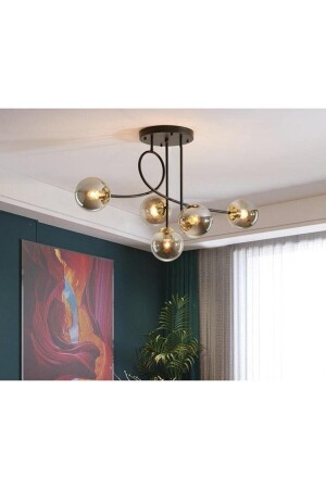 Jade Luxury Modern Living Room - Kitchen - Bedroom Black Color Body Smoked Glass 5-Piece Chandelier LAJ6874 - Modavize