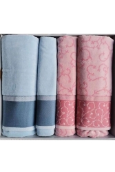Jalen Best Set Türkisches Badeset Badetuchset Blau-Rosa JALEN IDR BEST SET - Özdilek