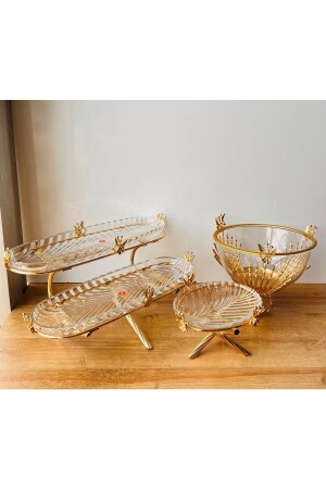 Japanese Rose 2-Tier Single-Tier Glass Bowl Set Az3764 - Kardelen Kristal