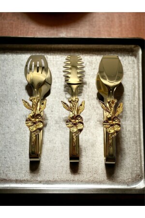 Japanese Rose Gold Stainless Steel Salad, Pasta, Cake Serving Tongs, Set of 3 TONGS001 - Fiyakalı Ürünler Atölyesi