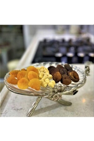 Japanese Rose Single Layer Glass Presentation Rack Silver Color Single SINGLE LAYER PRESENTATION SHOW - İmren Collection