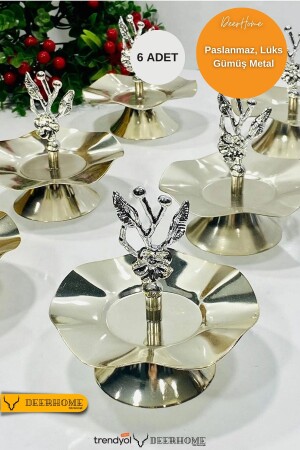 Japanische Rose Silber 6 Stück Türkische Köstlichkeitsschale, Servieren, Leckereien, Kaffeebeilage. HIRSCH JAPANISCH - Passionis
