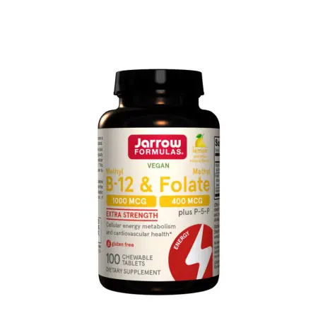 Jarrow Formulas Methyl B-12 & Methyl Folate 400 mcg (100 Chewable Tablets, Lemon) - Jarrow Formulas