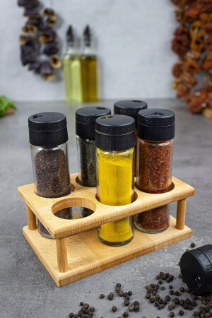 Jasmine 6-Piece Spice Set, 6-Piece Spice Set with Wooden Stand Jasmin 07 - KukiWood