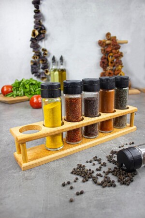 Jasmine 6-Piece Spice Set, 6-Piece Spice Set with Wooden Stand Jasmine 06 - KukiWood