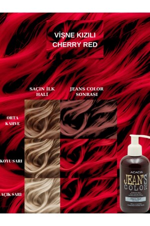 Jean's Color Vişne Kızılı 250ml. Cherry Red Amonyaksız Balyaj Renkli Saç Boyası - Jeans Color
