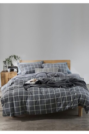 Jersey Smoked Square Line Double Duvet Cover Set Newsherigrey0210639 0214445111888948528 - Sheri Home